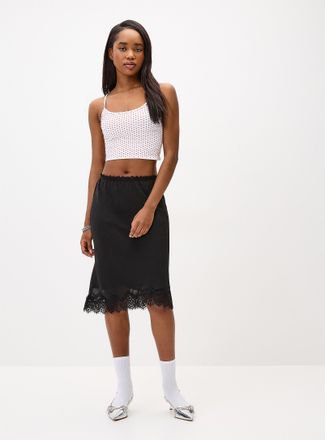 Twik Womens Polka-dotted chiffon midi skirt