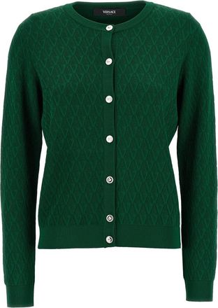 Versace Green Crew Neck Cardigan