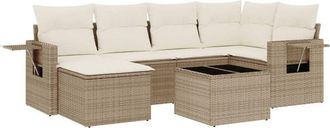 vidaXL Vidaxl - Set Sof&aacute;s De Jard&iacute;n 7 Piezas Y Cojines Rat&aacute;n Sint&eacute;tico Beige