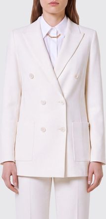 Elisabetta Franchi Blazer doppiopetto corto in misto viscosa con rever a lancia