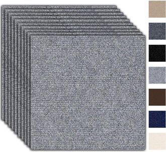 OEM Diez Losetas De Moqueta Autoadhesivas De Color Gris Claro De 30x30 Cm, Duraderas E Ideales Para Apartamentos, Oficinas, Tiendas Y Otros Lugares