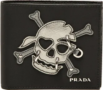 Prada Pre-owned Prada Tessuto Patchwork Skull Pierced Bifold Wallet Unisex IE932BJ4QGA1UYCA