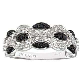 Diamant L'éternel 9ct witgouden zwarte diamanten markiezin-ring met 3 rijen eeuwigheid