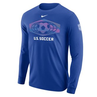 Nike Mens Soccer Long-Sleeve Cotton T-Shirt in Blue | M12333USMS-RYL