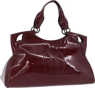 Cartier Marcello Patent Leather Burgundy Patent_Leather Handbag (Pre-Owned)