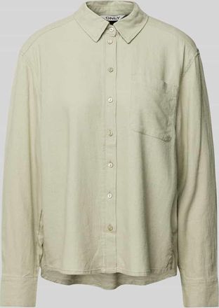 Only Regular Fit Bluse aus Viskose-Leinen-Mix Modell CARO in Oliv, Gr&ouml;&szlig;e XL