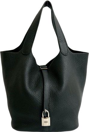 Herm&egrave;s Black Taurillon Clemence Leather Handbag Tote Bag (Pre-Owned)