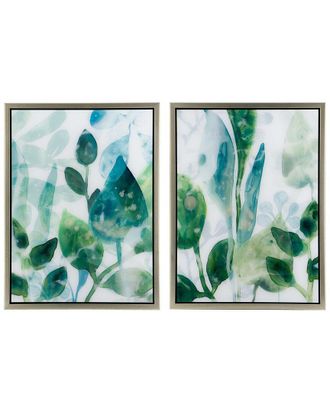 A&B Home Discontinued A&B Home Set Of 2 Leaves Framed Printed Wall Art Pieces
