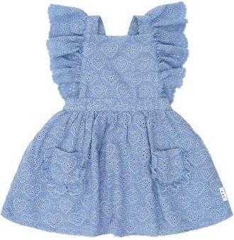 Huxbaby Frill Broderie Pinafore in Bijou Blue at Nordstrom, Size 6-12M Au