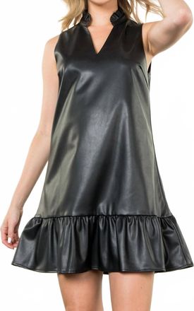 THML Clothing Vegan Leather Sleveless Mini Dress In Black