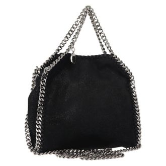 Stella McCartney Stella Mccartney Falabella Fold Over Bag Shaggy Deer Black Suede Handbag (Pre-Owned)