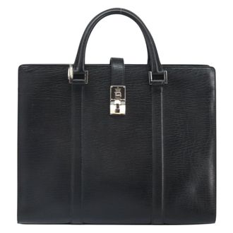 Gucci Vintage Handbag Leather Black Leather Handbag (Pre-Owned)