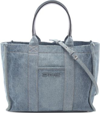 Balenciaga Pre-owned Womens Everyday Tote Denim Bag - Light Grey Cotton - One Size