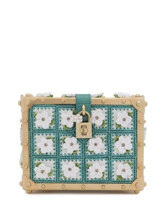 Dolce & Gabbana Dolce Box raffia top-handle bag - women - Cotton/Viscose/CALFSKIN/CALFSKIN/Poplar - One Size - Green