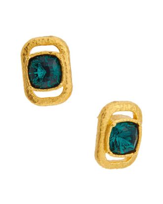 Oscar De La Renta Rectangle Stud Crystal Earrings