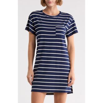 Nordstrom Rack Tranquility Short Sleeve Nightshirt in Navy- Ivory Horizon Stripe at Nordstrom Rack, Size X-Small