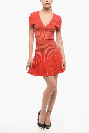 Balmain V-Neck Accordion Dress size 38