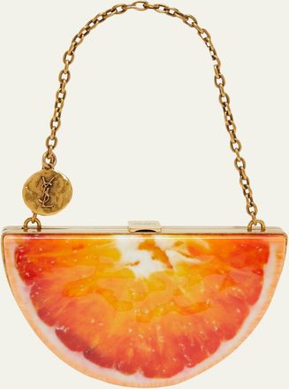 Saint Laurent Mini Orange Wedge Resin Clutch Bag