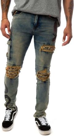Reason Snake Denim Jeans In Blue