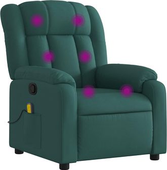 vidaXL Vidaxl - Sill&oacute;n De Masaje Reclinable De Tela Verde Oscuro