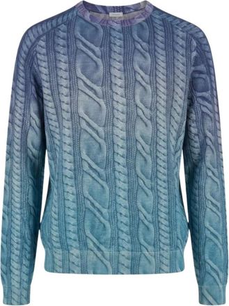 Malo Gradient trui met ronde hals - Heren - Truien - Blauw - Maat: M Wol