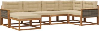 vidaXL Conjunto De Sof&aacute;s De Exterior 6 Uds. Natural Y Beige Vidaxl