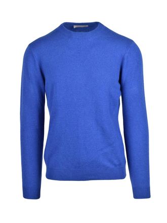 Wool & Co Crew Neck Pullover With Ribbed Detailing In Royal Blue