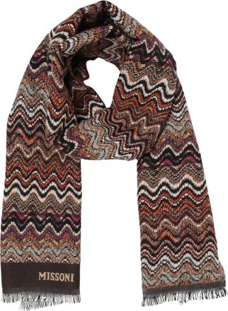 Missoni Zigzag-Pattern Knit Scarf with Fringed Edges