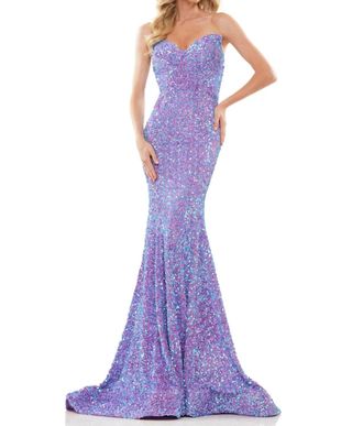 Colors Dress Strapless Sequin Embellished Gown In Lilac