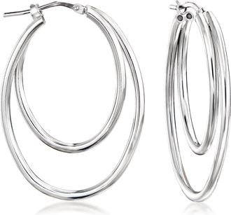 Ross-Simons Italian Sterling Silver Double-Oval Hoop Earrings