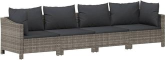 vidaXL Set De Muebles De Jard&iacute;n 4 Pzas Y Cojines Rat&aacute;n Sint&eacute;tico Gris Vidaxl