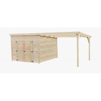 Foresta Casetta in legno da giardino 280x280 cm con legnaia - Spessore pareti 28 mm - Tetto policarbonato - Vetrate acrilico - LA3030B Foresta