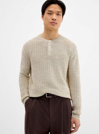 Roberto Collina Mens Embossed knit Henley Shirt sweater