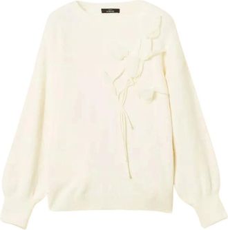 Twinset Truien & Vesten, Dames, Wit, M, Organza, Trui met organza bloemen
