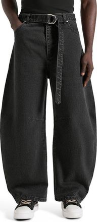 Mani&egrave;re De Voir Xander Barrel Leg Jeans in Black at Nordstrom, Size 32