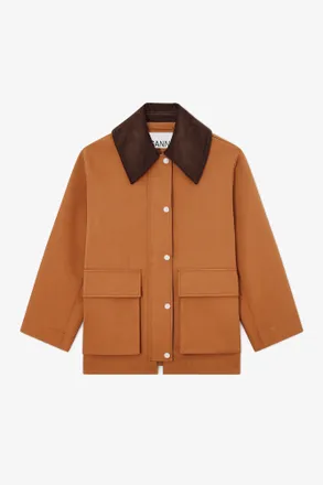 Ganni Jacket in Brown Twill - Size XXS/XS Cinnamon Swirl