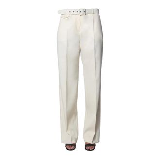 Givenchy Wide Trousers, female, White, Size: XS High-Waisted Wide Leg Tailored Trousers with Belt