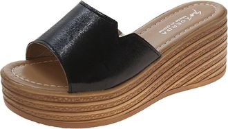 Generic Women Platform Sandals Solid Color Wedges Sandals Fashion Glitter Sparkly Sandal Casual Slip On Sandal Non Slip Open Toe Shoes Comfortable Waterproof 