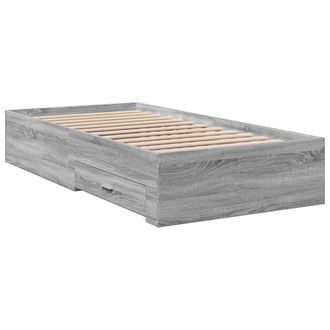 Berkfield Home Modern Bed Frame w/Drawers Frame Grey Sonoma 75x190 cm Small Single
