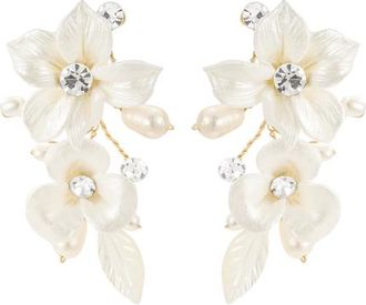Untamed Petals Louise Porcelain Flower Earrings in Ivory at Nordstrom