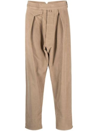 Moschino pleat-detail cotton straight trousers - men - Cotton/Elastane - 46 - Neutrals