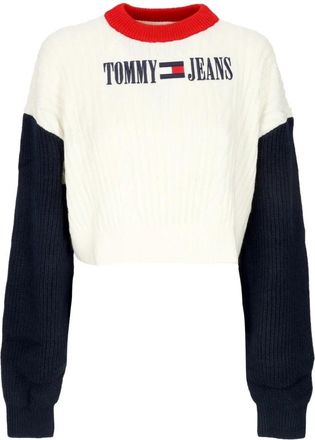 Tommy Hilfiger Witte Archief Ballonmouw Sweater - Dames - Ronde hals truien - Wit - S - Polyester - Truien & Vesten