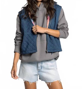 Thread & Supply Desiree Vest In Quilted Vintage Indigo