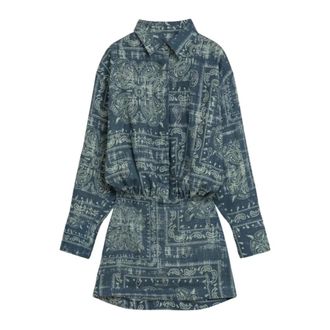 A Paper Kid Shirt Dresses, female, Blue, Size: 3XL Bandana Shirt Dress