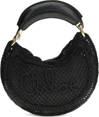 Chlo&eacute; Summer Banana raffia kleine tas met logo - Zwart