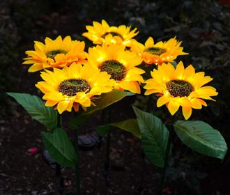 OEM Juego De 2 Accesorios De Iluminaci&oacute;n, Girasol Realista, Panel Solar Grande, Resistente Al Agua Ip66, Jard&iacute;n, Patio, Balc&oacute;n