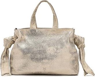 Frye Nora Satchel Satchel Womens Handbags Cream Metallic, Leather