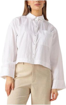 Selected Overhemden, Dames, Wit, M, Witte Cropped Boxy Shirt