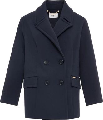 Fracomina Dubbelrijige Jas - Dames - Blazers - Blauw - L - Polyester - Jassen