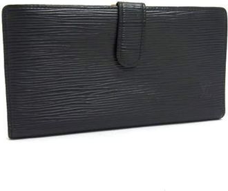 Louis Vuitton Black Leather Long Wallet (Bi-Fold) (Pre-Owned)